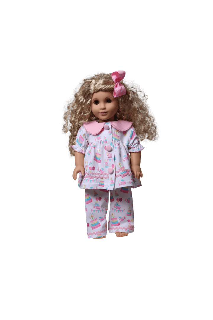 The Smocked Flamingo Happy Birthday Knit Pajamas-DOLL
