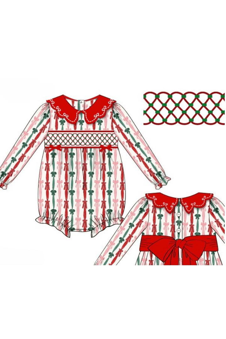 The Smocked Flamingo Apparel & Accessories 80-Pre-Order Heirloom Smocked Christmas Bows Bubble