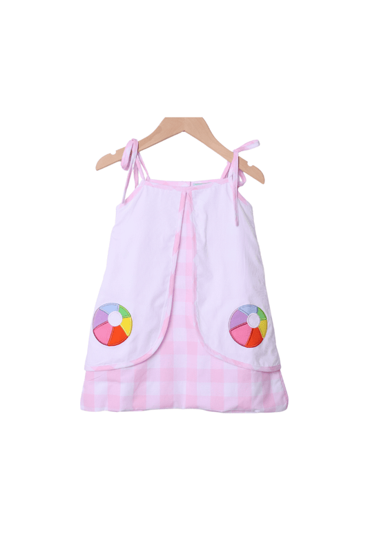 The Smocked Flamingo Apparel & Accessories Applique Beach Ball Tie Dress