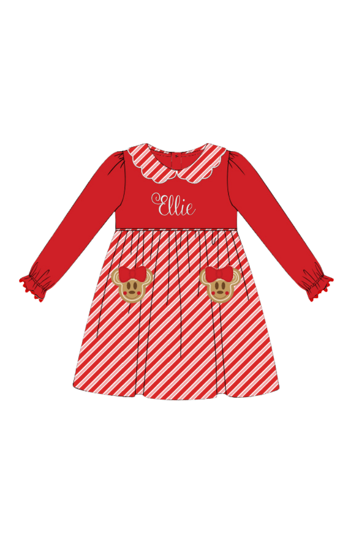Applique Candy Cane Gingerbread Dress – The Smocked Flamingo