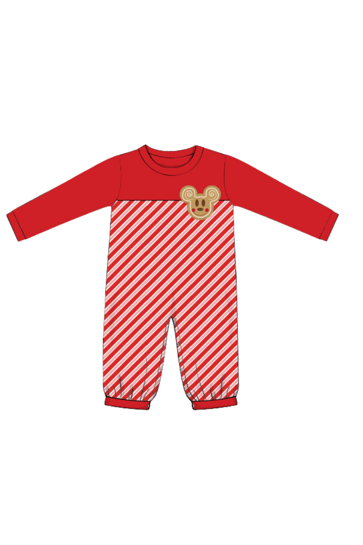 The Smocked Flamingo Apparel & Accessories Applique Candy Cane Gingerbread Mouse Romper