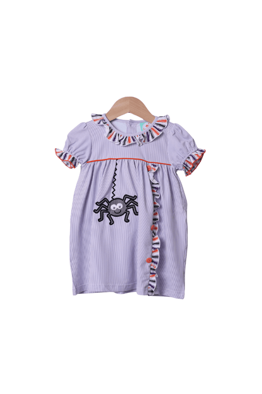 The Smocked Flamingo Apparel & Accessories Applique Lavender Spider Dress