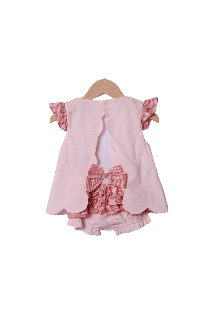 The Smocked Flamingo Apparel & Accessories Applique Swiss Dot Pumpkin Puppy Bloomer Set