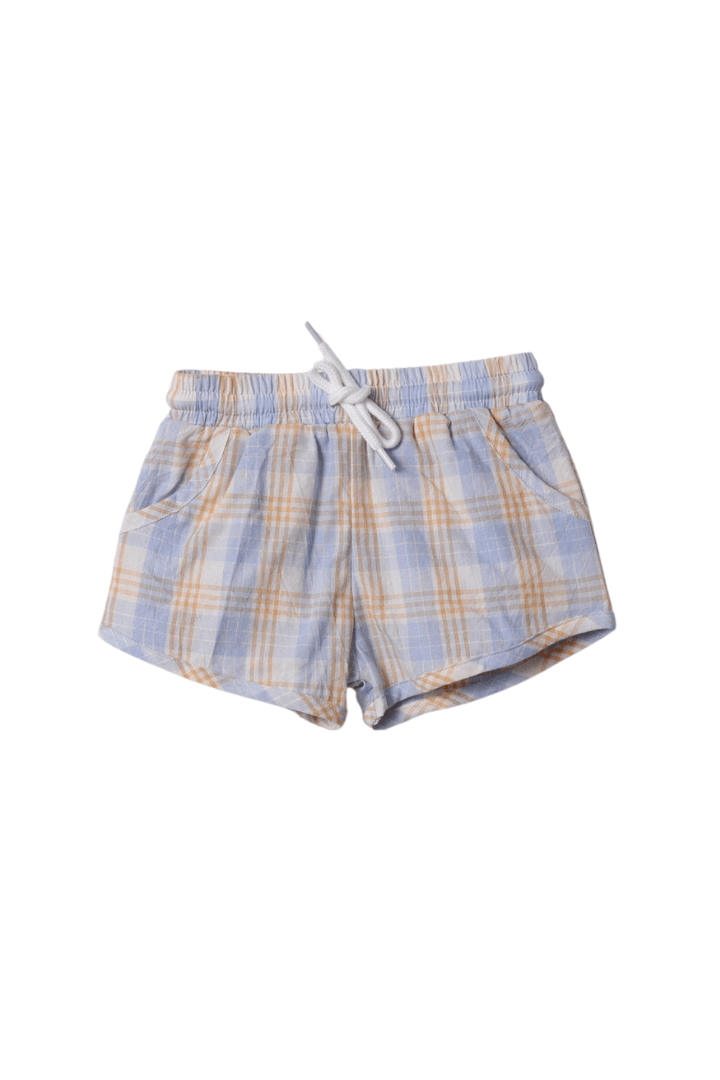 The Smocked Flamingo Apparel & Accessories Blue Plaid Pumpkin Short Set
