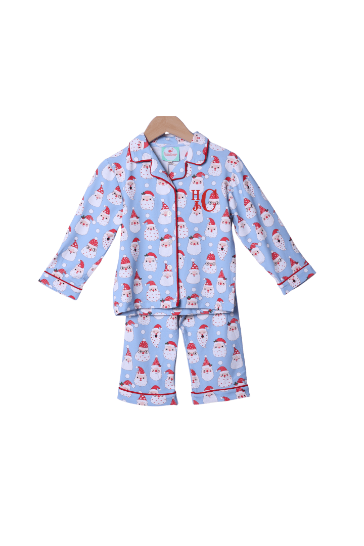 The Smocked Flamingo Apparel & Accessories Blue Santa Lounge Set