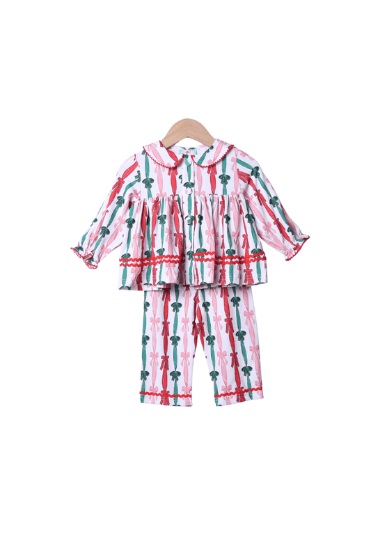 The Smocked Flamingo Apparel & Accessories Christmas Bows Two Piece Swing Lounge Set