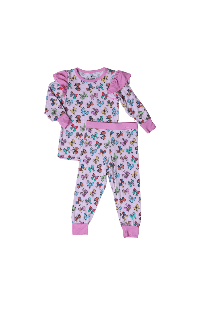 The Smocked Flamingo Apparel & Accessories Colorful Bow Pajamas