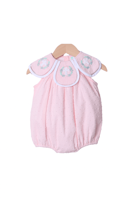 The Smocked Flamingo Apparel & Accessories Crochet Cross Pink Swiss Dot Bubble