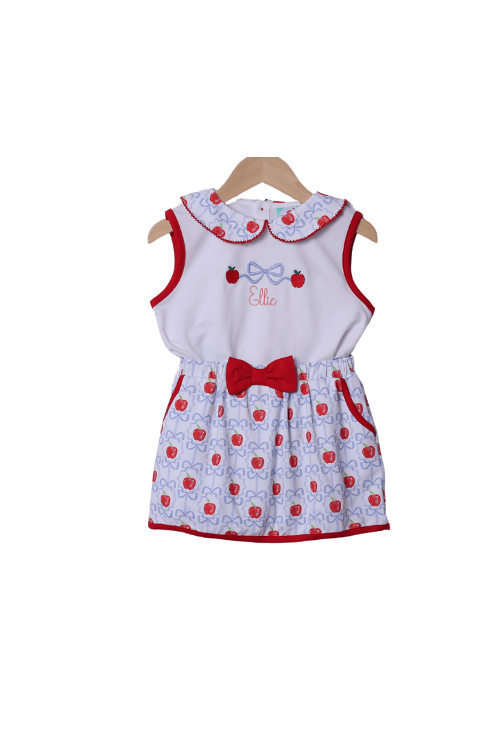The Smocked Flamingo Apparel & Accessories Embroidered Apple Bow Skort Set