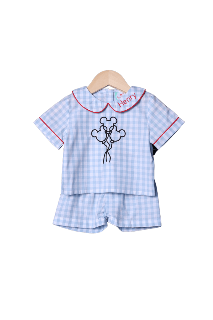 The Smocked Flamingo Apparel & Accessories Embroidered Magical Mouse Balloons Short Set