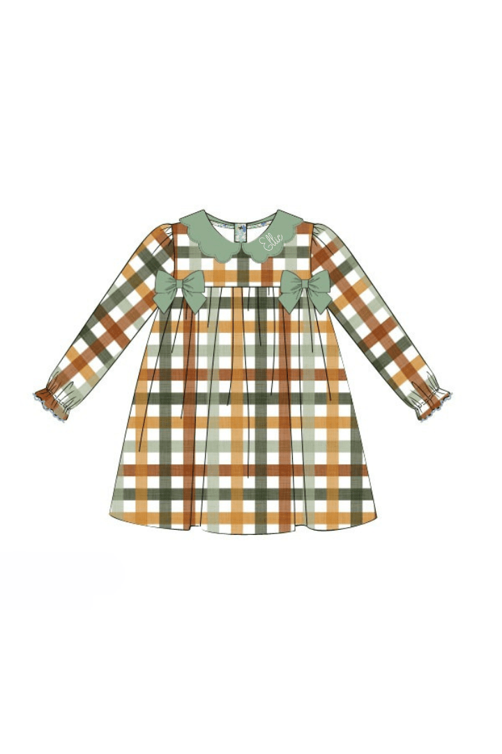 The Smocked Flamingo Apparel & Accessories Fall Plaid Bow Dress