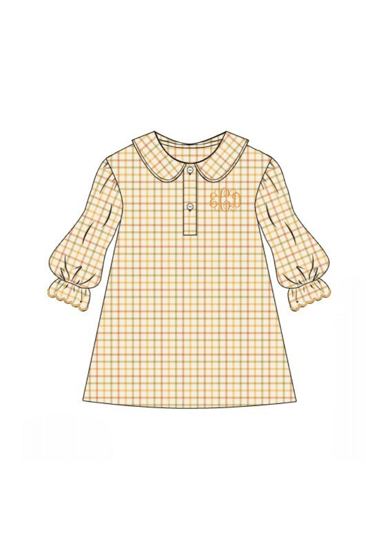 The Smocked Flamingo Apparel & Accessories Fall Plaid Puff Sleeve Dress