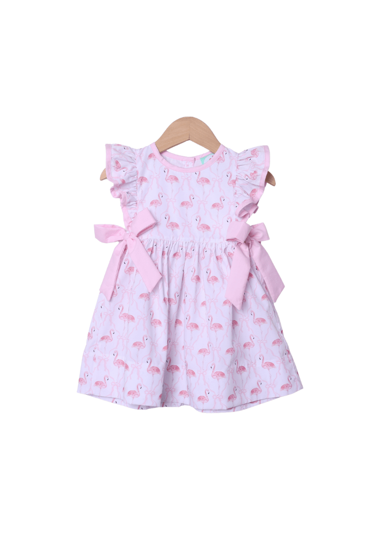 The Smocked Flamingo Apparel & Accessories Fancy Flamingo Ruffle Bow Dress