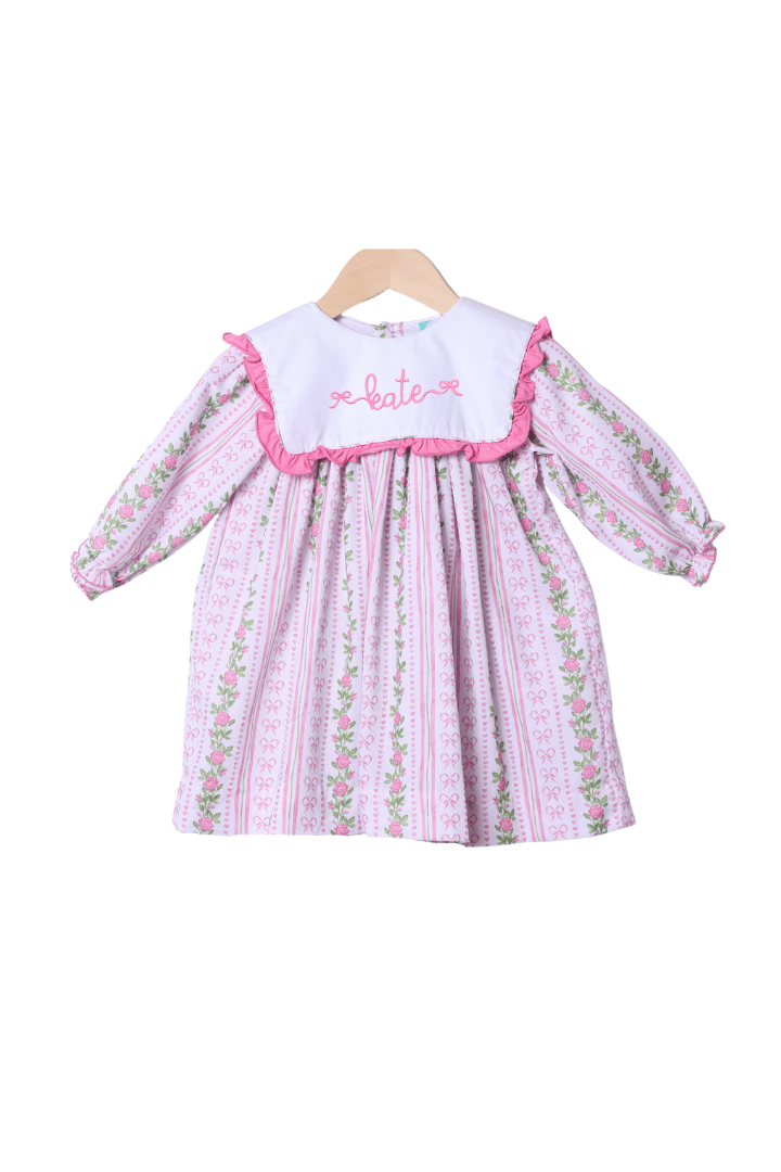 The Smocked Flamingo Apparel & Accessories Fancy Floral Long Sleeve Bib Dress