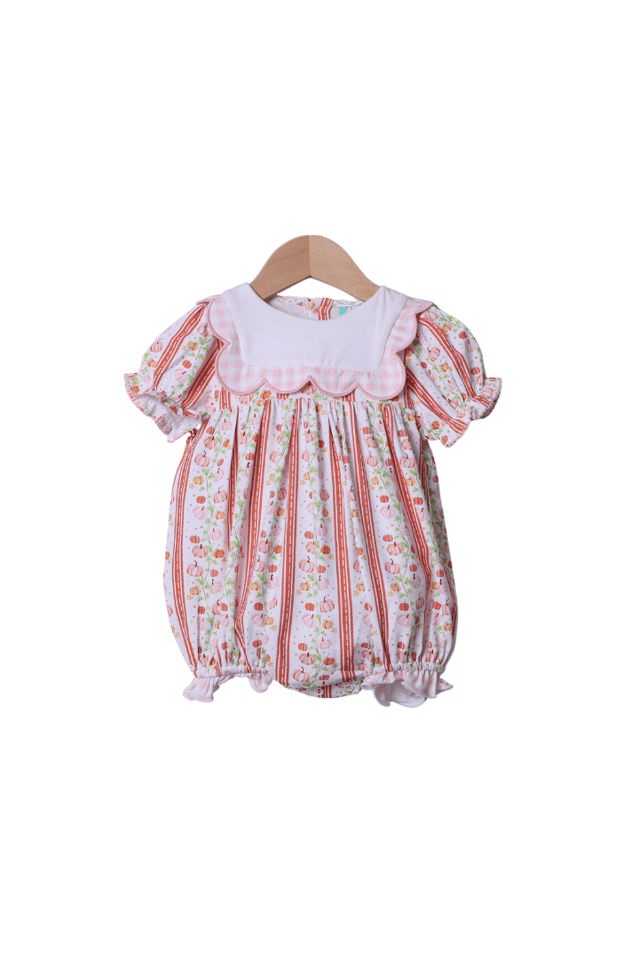 The Smocked Flamingo Apparel & Accessories Fancy Pumpkin Pink Gingham Scalloped Bubble