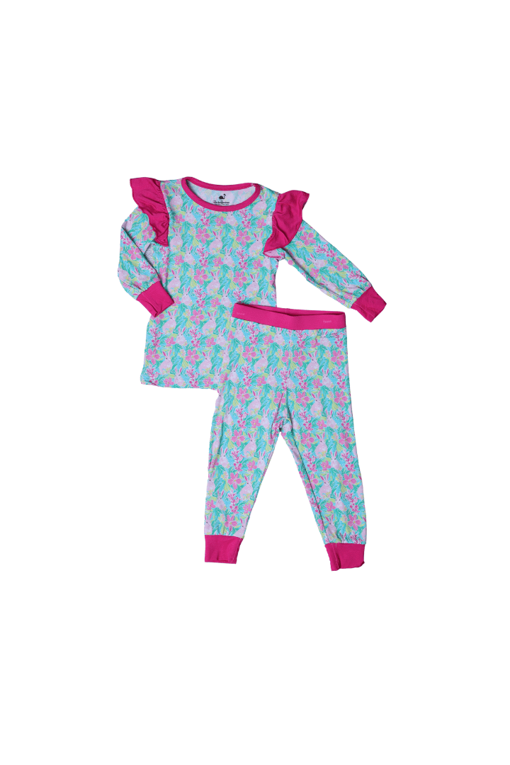 The Smocked Flamingo Apparel & Accessories Floral Bunny Pajamas