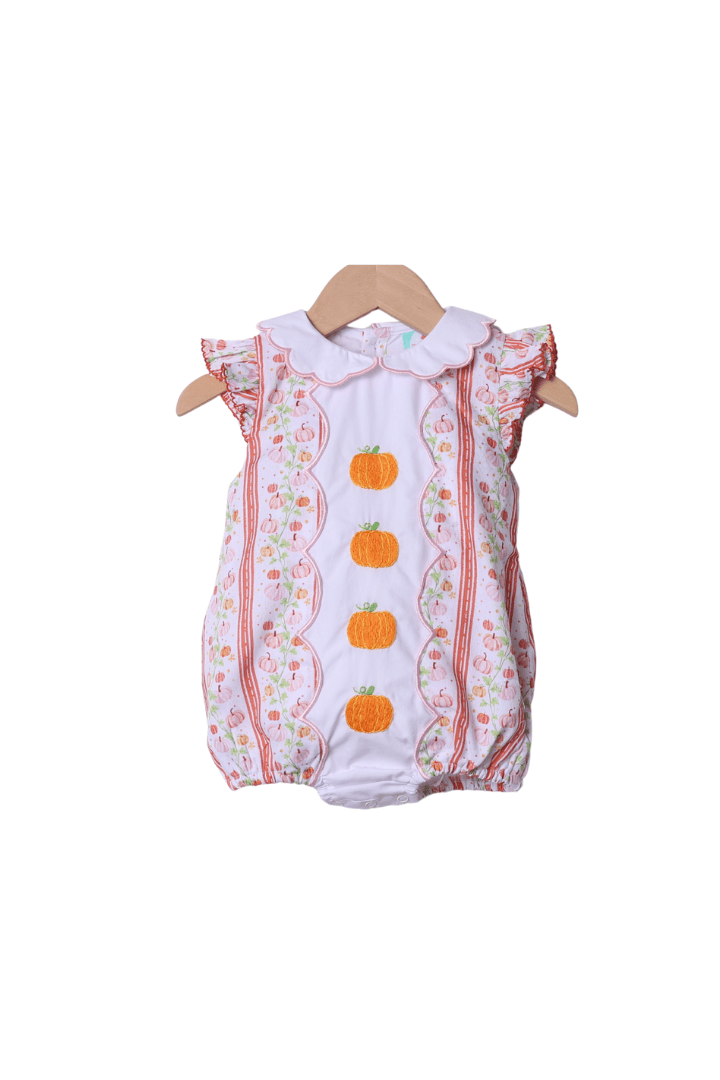 The Smocked Flamingo Apparel & Accessories Floral Pumpkins Flutter Sleeve Bubble