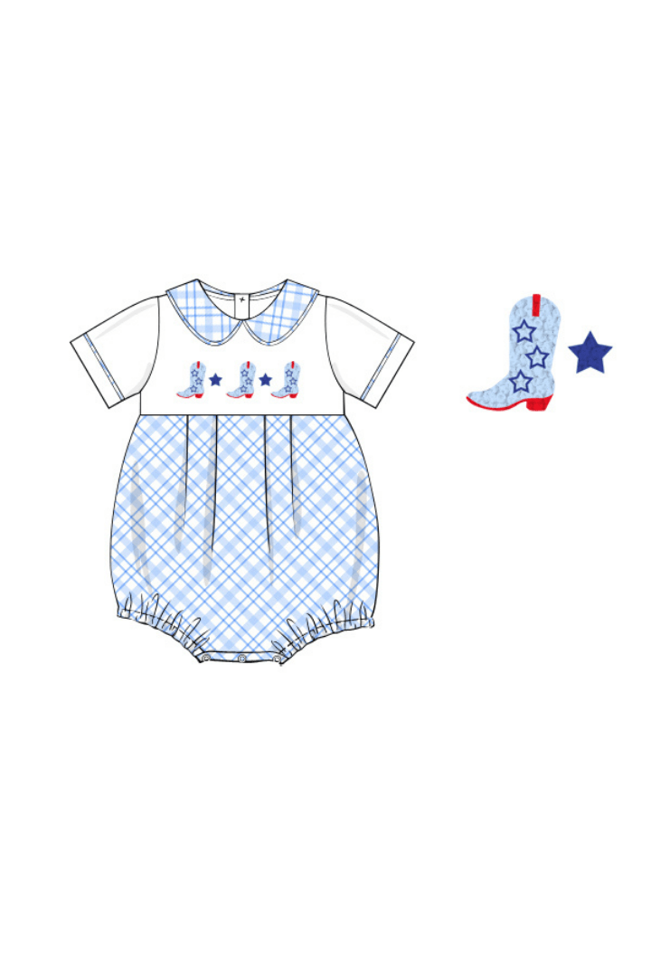 The Smocked Flamingo Apparel & Accessories French Knot Boots Blue Bubble