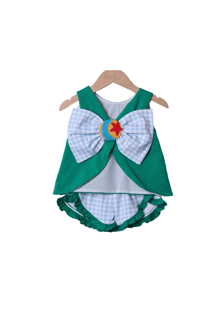 The Smocked Flamingo Apparel & Accessories French Knot Cowboy and Friends Bow Short Set