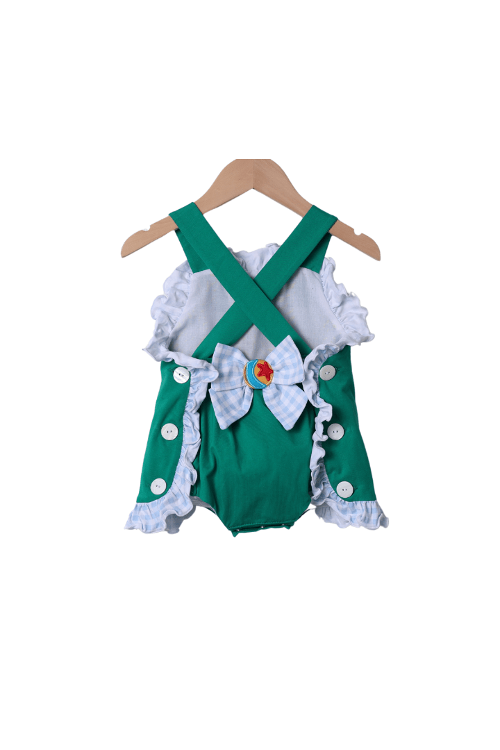 The Smocked Flamingo Apparel & Accessories French Knot Cowboy and Friends Green Ruffle Bubble