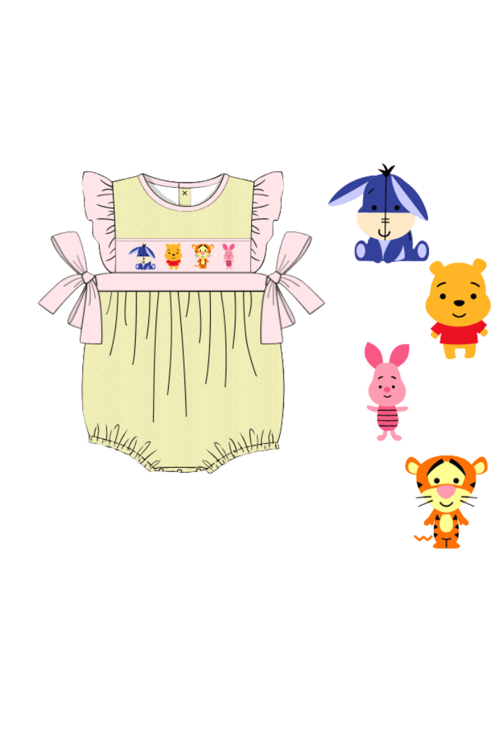 The Smocked Flamingo Apparel & Accessories French Knot Honey Bear and Friends Seersucker Bubble