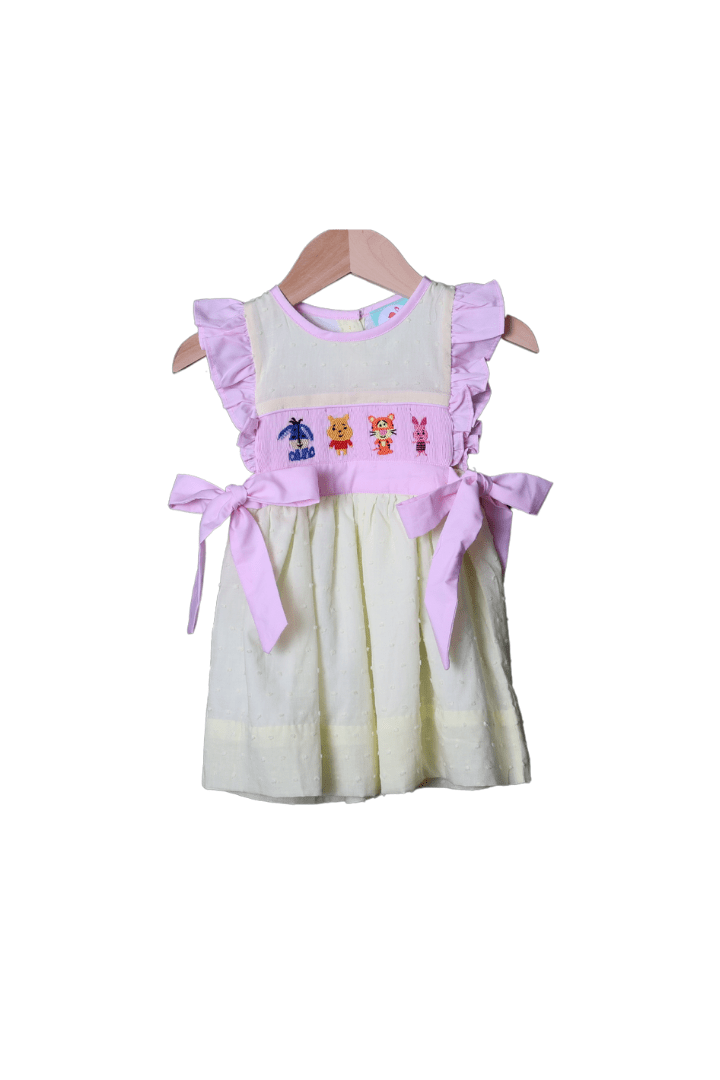 The Smocked Flamingo Apparel & Accessories French Knot Honey Bear and Friends Seersucker Dress