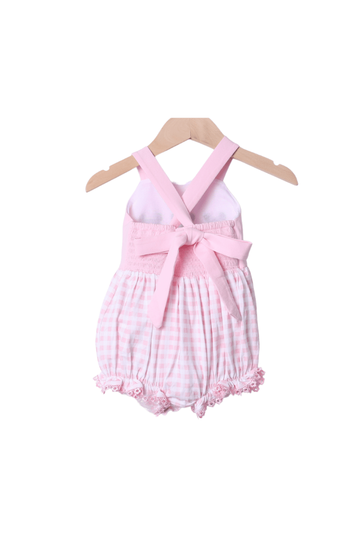 The Smocked Flamingo Apparel & Accessories French Knot Mouse Pink Gingham Knit Bubble