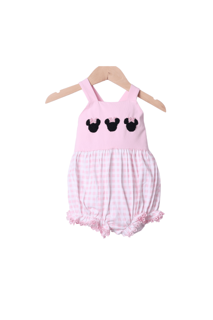The Smocked Flamingo Apparel & Accessories French Knot Mouse Pink Gingham Knit Bubble