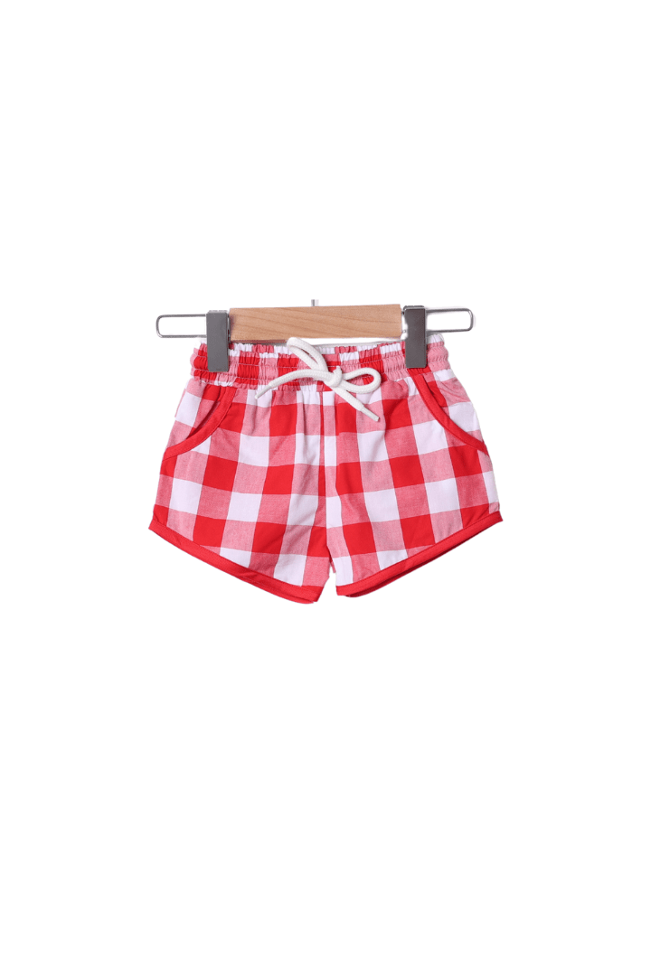 The Smocked Flamingo Apparel & Accessories French Knot Mouse Red Gingham Short Set