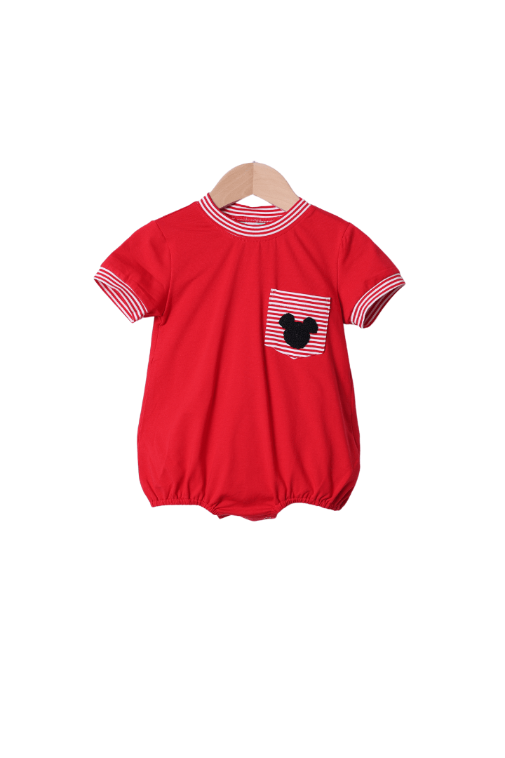 The Smocked Flamingo Apparel & Accessories French Knot Mouse Red/Stripe Knit Bubble