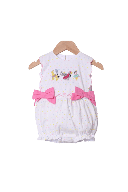 The Smocked Flamingo Apparel & Accessories French Knot Party Animal Swiss Dot Bow Bubble