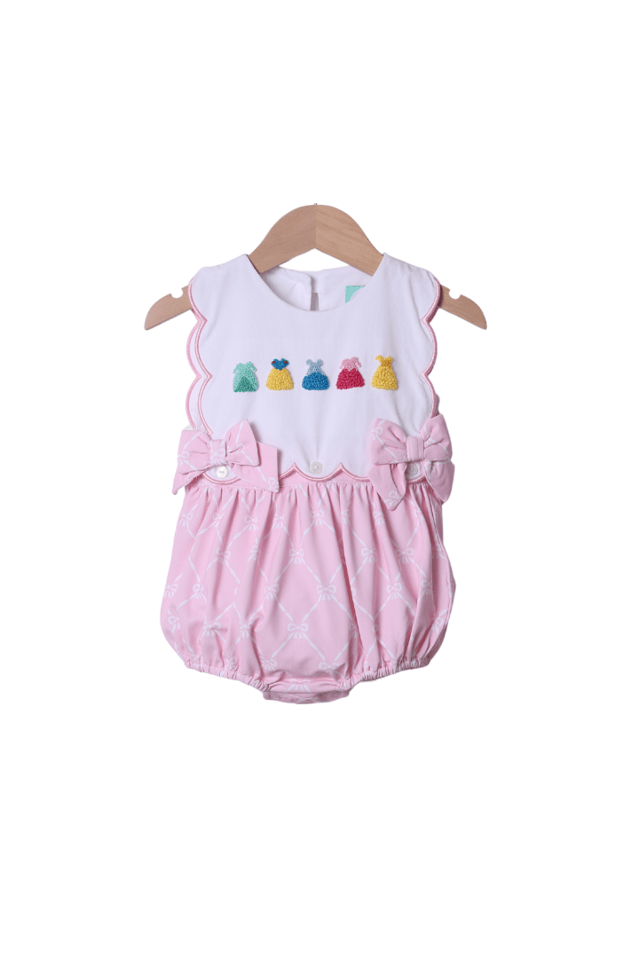 The Smocked Flamingo Apparel & Accessories French Knot Princess Pink Trellis Bow Bubble