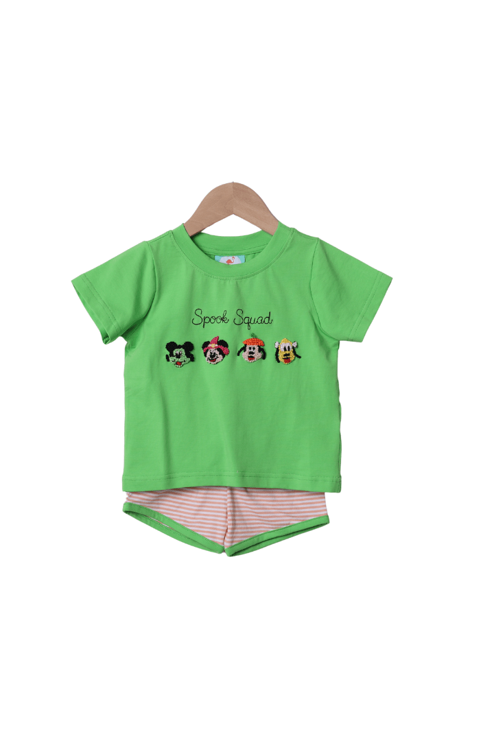 The Smocked Flamingo Apparel & Accessories French Knot Spook Squad Short Set