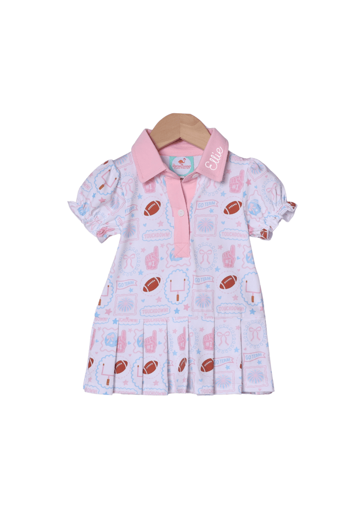 The Smocked Flamingo Apparel & Accessories Go Team Pink and Blue Dress