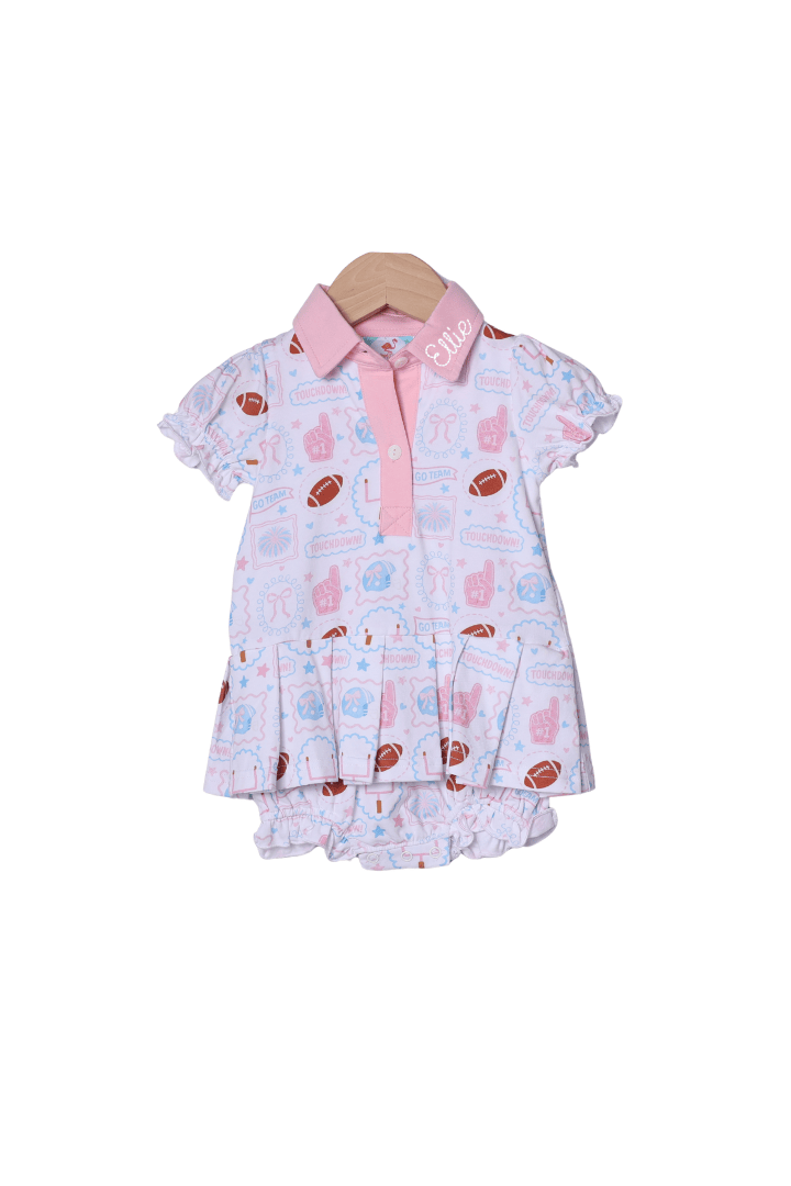The Smocked Flamingo Apparel & Accessories Go Team Pink & Blue Skirted Bubble