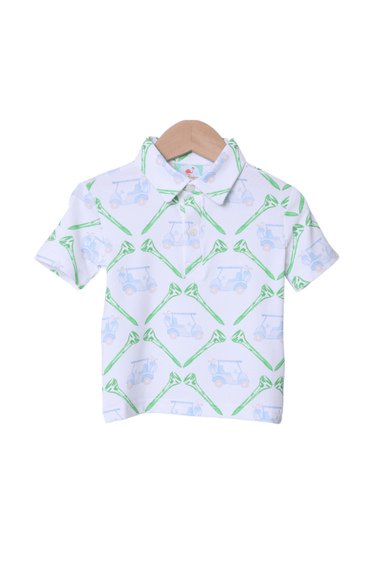 The Smocked Flamingo Apparel & Accessories Golf Cart Polo Shirt
