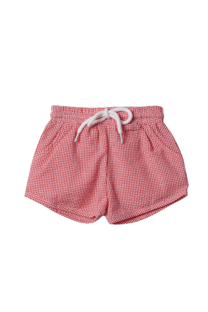 The Smocked Flamingo Apparel & Accessories Hand Embroidered Pumpkin Orange Seersucker Gingham Short Set