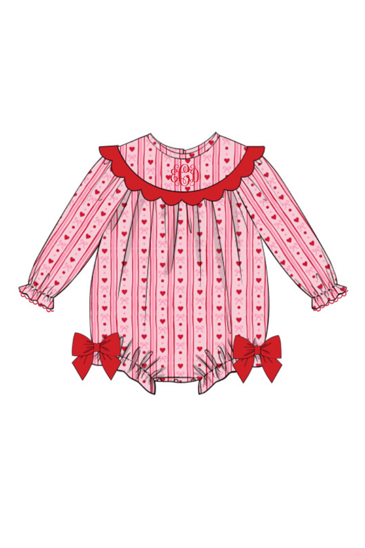 The Smocked Flamingo Apparel & Accessories Hearts and Bows Scalloped Bubble
