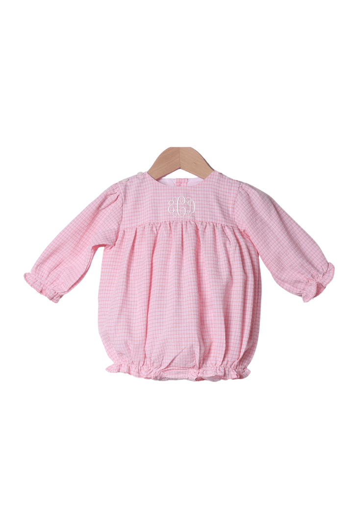 The Smocked Flamingo Apparel & Accessories Interchangeable Turkey/Santa Pink Windowpane Bubble