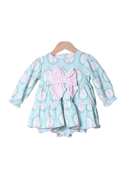 The Smocked Flamingo Apparel & Accessories Mint Nutcracker Pink Gingham Swing Bubble