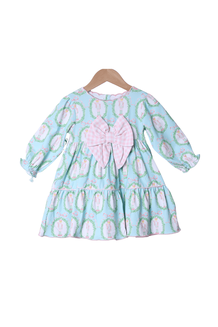 The Smocked Flamingo Apparel & Accessories Mint Nutcracker Pink Gingham Swing Dress