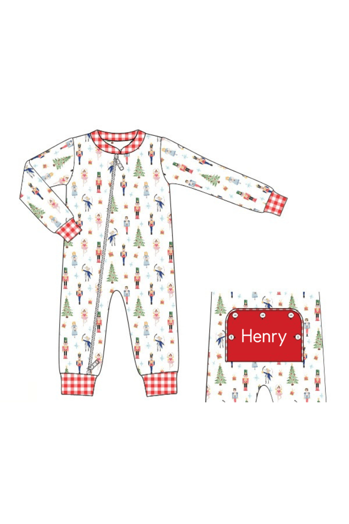 The Smocked Flamingo Apparel & Accessories Nutcracker/Red Gingham Zippys