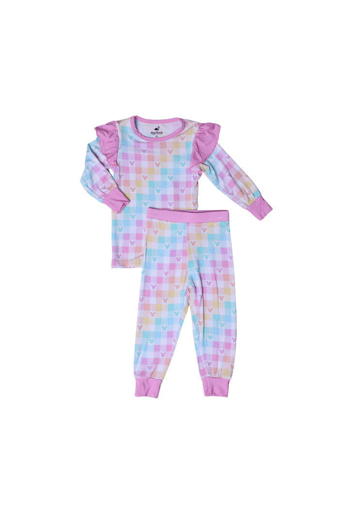 The Smocked Flamingo Apparel & Accessories Pastel Gingham Mouse Pajamas