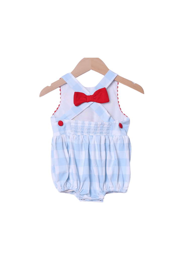 The Smocked Flamingo Apparel & Accessories Patriotic Ice Cream Blue Gingham Bow Bubble
