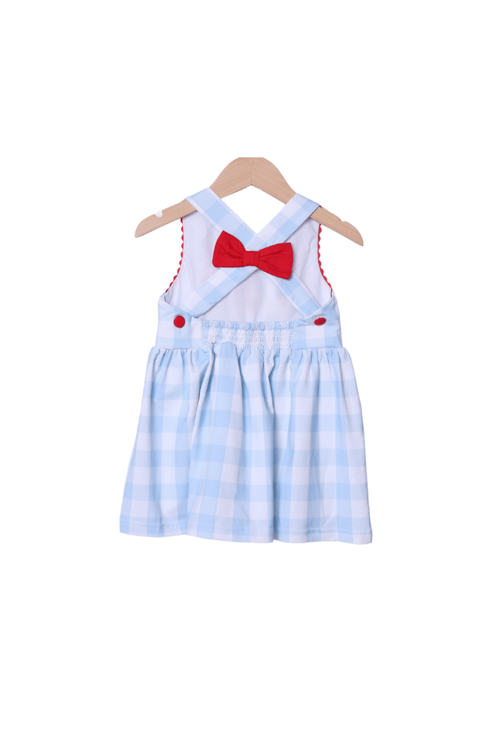 The Smocked Flamingo Apparel & Accessories Patriotic Ice Cream Blue Gingham Bow Dress