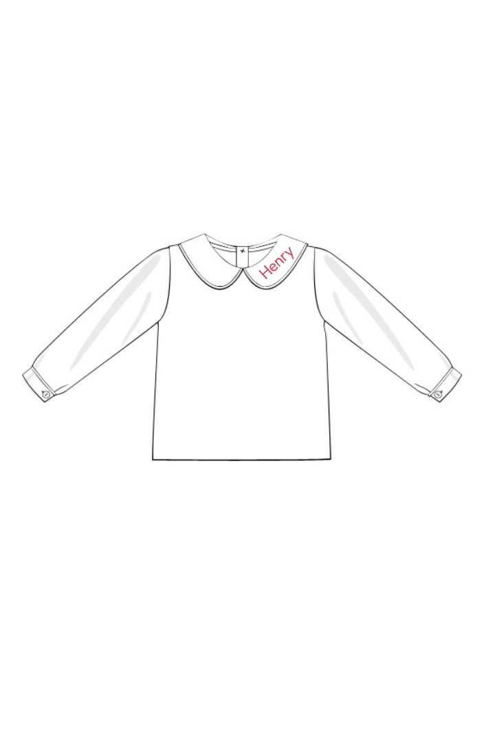 The Smocked Flamingo Apparel & Accessories Peter Pan Collar Long Sleeve Boy Shirt