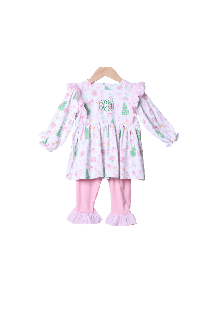 The Smocked Flamingo Apparel & Accessories Pink Gingham Ruffle Nutcracker Pant Set