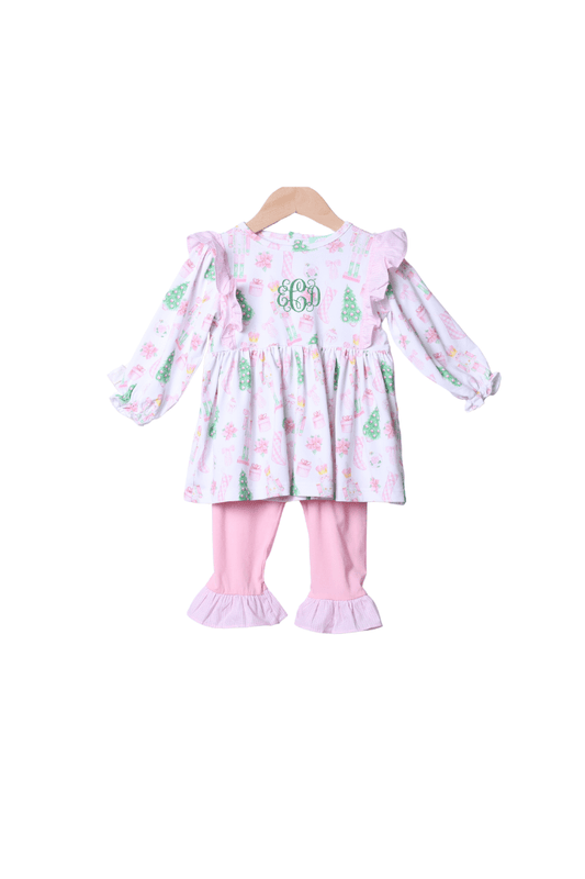 The Smocked Flamingo Apparel & Accessories Pink Gingham Ruffle Nutcracker Pant Set