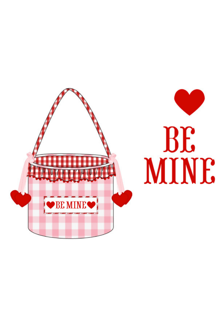 The Smocked Flamingo Apparel & Accessories Pink/Red Gingham Pre-Order Smocked Be Mine Pink and Red Gingham Valentine Treat Basket