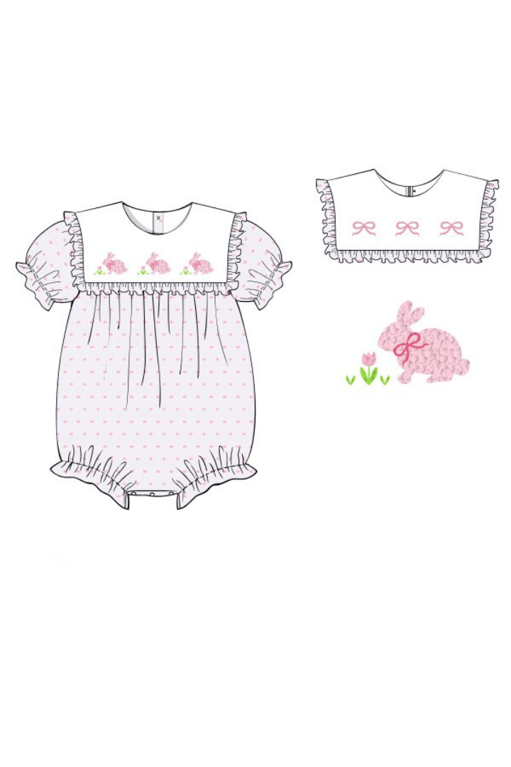 The Smocked Flamingo Apparel & Accessories Pre-Order 2 In 1 Interchangeable Spring Pink Swiss Dot Bubble